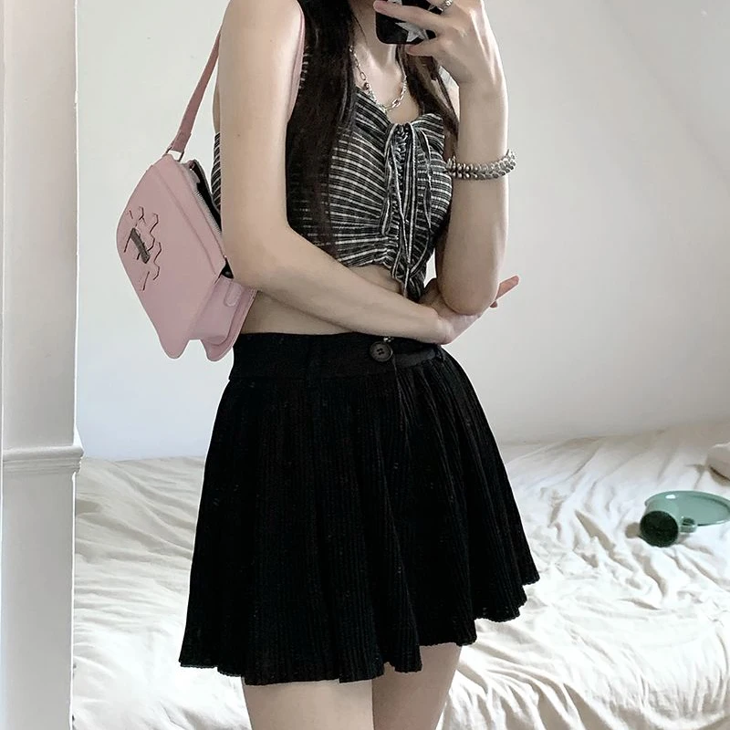Black Pleated Skirt Shorts for Women Korean Dongdaemun 2023 Summer High Waist Sexy Mini Skirt A-line Casual All-match Shorts - Image 6