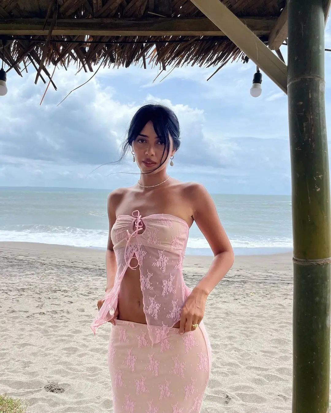 Lace See Through Sexy Dress Sets Women Strapless Backless Crop Top Maxi Skirt Matching 2-piece Sets Beach Outfits 2023 Summer - Image 5