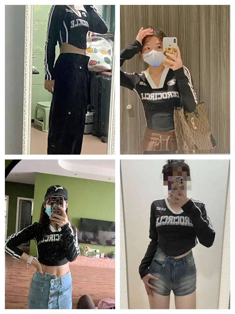 T-shirts Women Vintage Fashion Letter V Neck Slim Tees Female Long Sleeve Crop Top Streetwear Ladies Contrast Y2k Crop Summer - Image 5