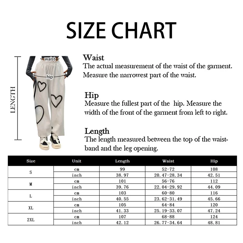 Women Heart Printing Sweatpants Loose Straight Joggers High Waist Wide Leg Pants Oversize Streetwear Korean Y2k Hip Hop Trousers - Image 6