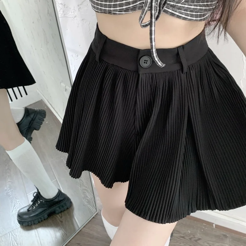 Black Pleated Skirt Shorts for Women Korean Dongdaemun 2023 Summer High Waist Sexy Mini Skirt A-line Casual All-match Shorts - Image 4