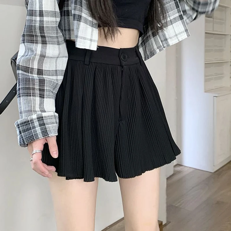 Black Pleated Skirt Shorts for Women Korean Dongdaemun 2023 Summer High Waist Sexy Mini Skirt A-line Casual All-match Shorts - Image 2
