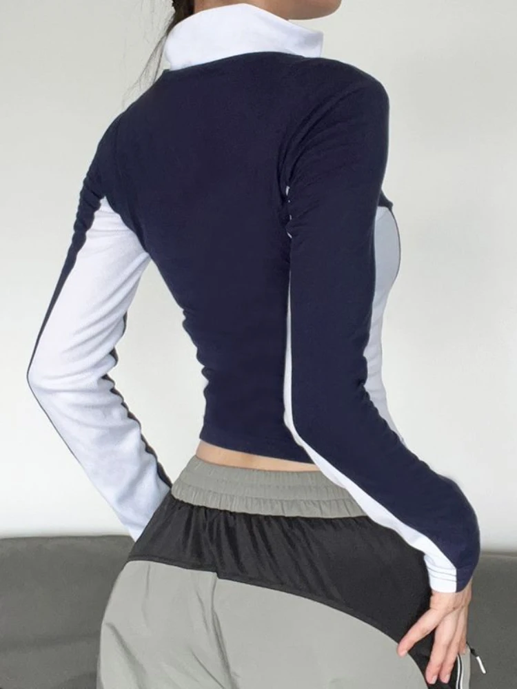 Letter Print Fashion Y2K Jackets Long Sleeves Patchwork Turn-down Neck Coats Streetwear Sexy Autumn Cute Zip Up Outfits 2022 New - Image 6