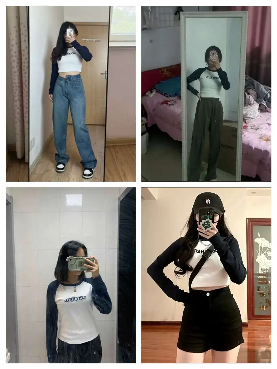 Letter Print Women T-Shirt Spring Long Sleeve Patchwork Tops Fashion Retro Contrast Color Crop Top Hot Girl Skinny Y2K Tees - Image 6